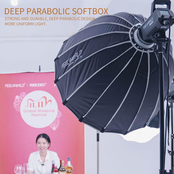 FEELWORLD FSP90 Portable Deep Parabolic Softbox, 90cm 35.4 Inch para sa Bowens Mount Video Studio Light