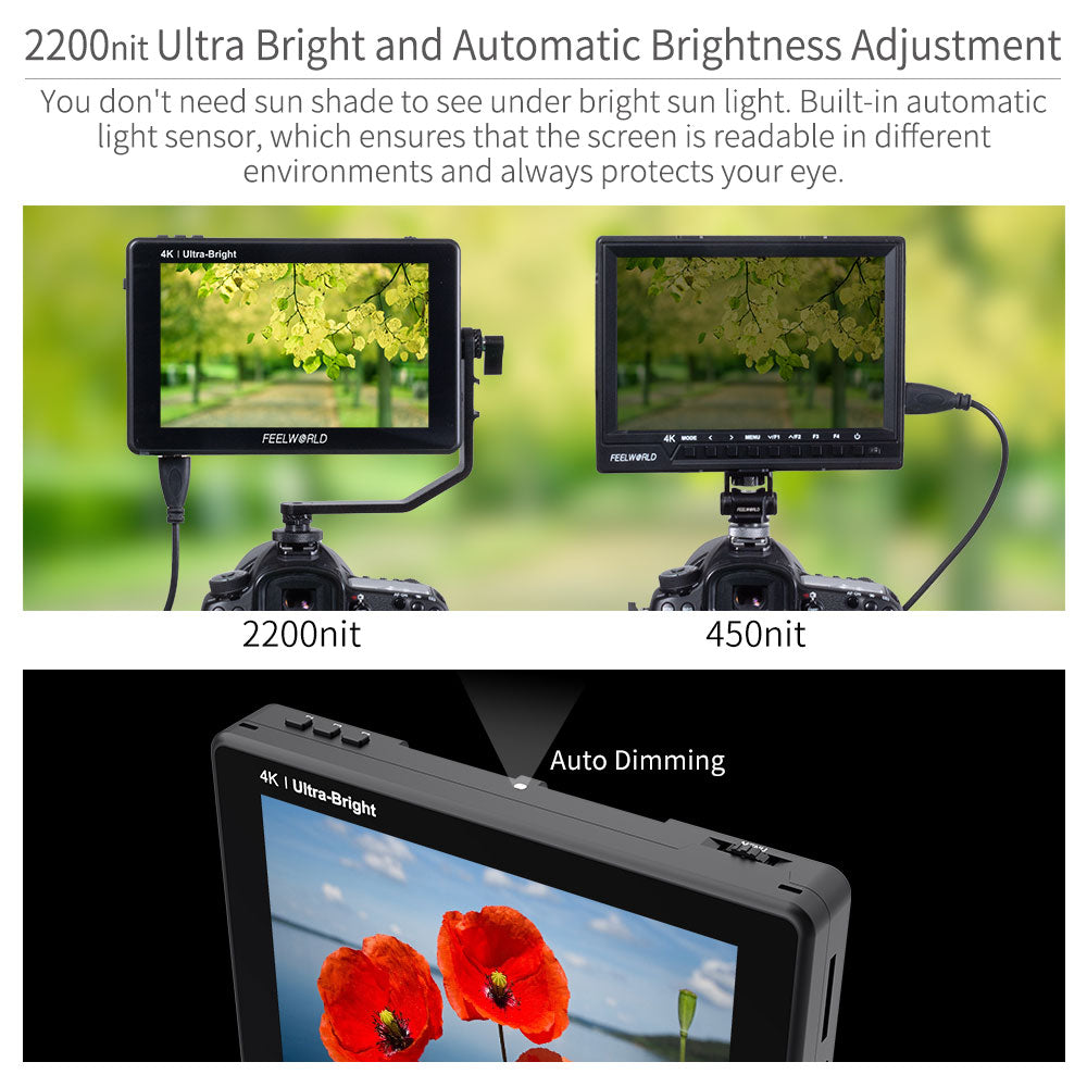 Lumier - Moniteur de terrain - 7 pouces - Image HD - avec support -  Universel - HDMI 