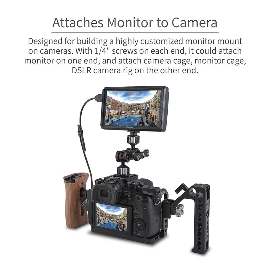 FEELWORLD Articulating Magic Arm with Double Ballheads 1/4" Screw Monitor Mount