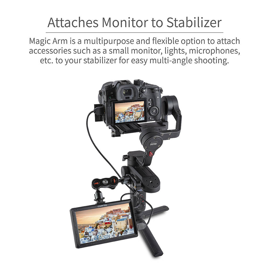 FEELWORLD Articulating Magic Arm with Double Ballheads 1/4" Screw Monitor Mount