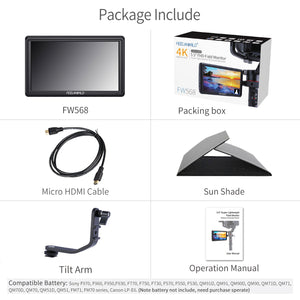 FEELWORLD FW568 V3 6 inch DSLR Camera Field Monitor na may Waveform LUTs Video Peaking Focus Assist