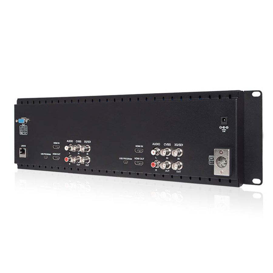FEELWORLD D71 Dual 7 Inch 3RU Broadcast SDI Rack Mount Monitor IPS 3G SDI HDMI AV Input and Output