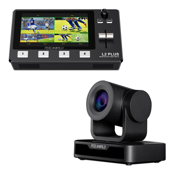 Pacchetto video Switcher FEELWORLD L2 Plus e telecamera PTZ USB10X