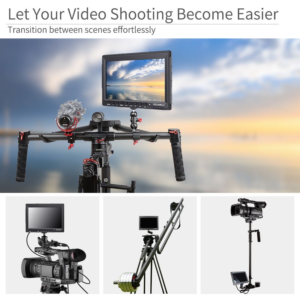 Monitor FEELWORLD FW759 7 Pollici Per DSLR - Risoluzione Full HD, Input 4K, IPS, Leggero E Portatile - Foto 6