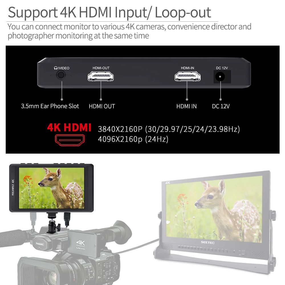 FEELWORLD FW450 Moniteur de caméra HDMI 4.5K 4 pouces pour stabilisateur de  cardan - boutique officielle Feelworld