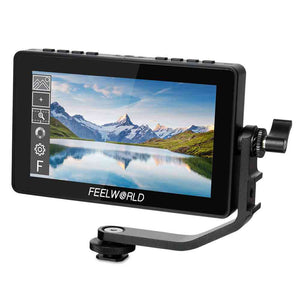 FEELWORLD F5 Pro 5.5 hüvelykes érintőképernyős DSLR fényképezőgép-terepi monitor külső készlettel