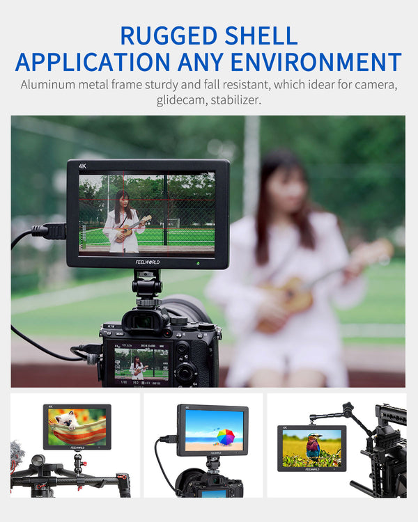 FEELWORLD T7 PLUS 7 Zoll 3D LUT DSLR Kamera Field Monitor mit Waveform 4K HDMI Aluminiumgehäuse