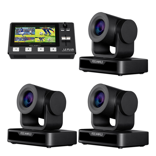 FEELWORLD L2 PLUS Комплект видео превключвател и 3 USB10X PTZ камера