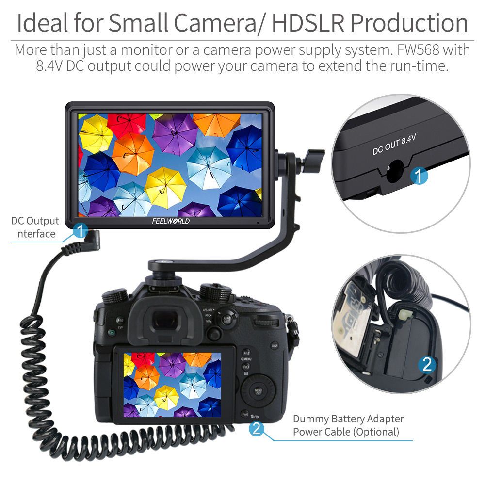 FEELWORLD FW568インチ小型カメラDSLRモニター5.5KHDMIフルHD ...