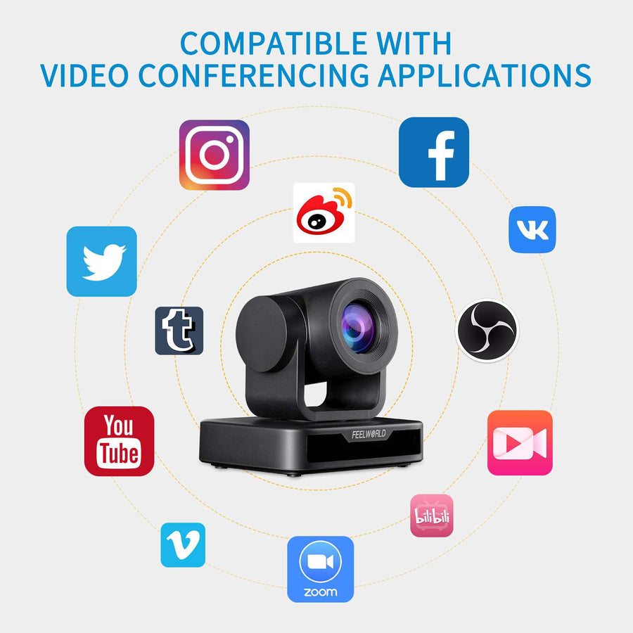 FEELWORLD USB10X Video Conference USB PTZ Camera 10X Optical Zoom Full HD 1080p for Live Streaming