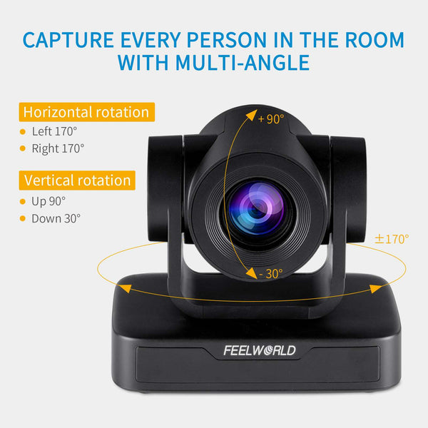 FEELWORLD USB10X Videokonference USB PTZ-kamera 10X optisk zoom Full HD 1080p til livestreaming