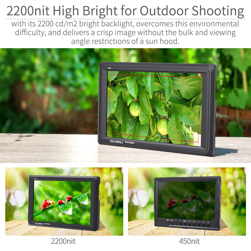 FEELWORLD FW279 7 Inch Ultra Bright 2200nit Daylight Viewable DSLR Camera  Field Monitor 4K HDMI