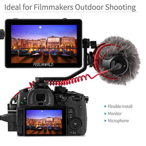 FEELWORLD F6 PLUS 5.5 tollise 3D LUT puuteekraaniga kaamera väljakuvari kallutusvars