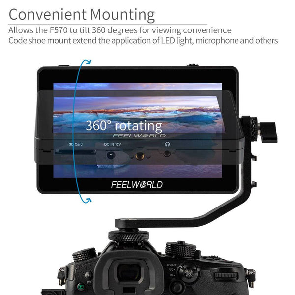 Braccio inclinabile per FEELWORLD F6 PLUS 5.5 pollici 3D LUT Monitor da campo per videocamera touch screen